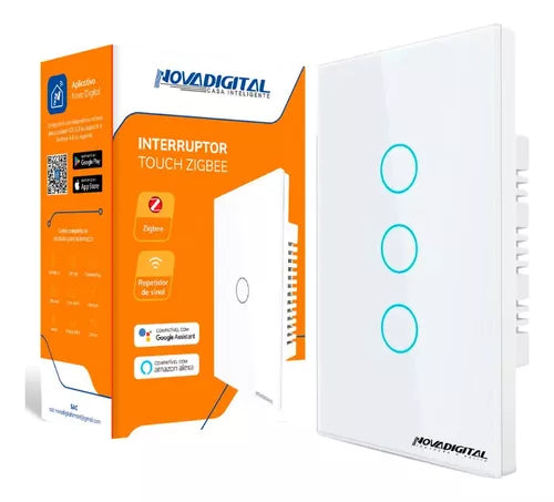 Interruptor Zigbee Inteligente 3 Botões Alexa Novadigital Cor Branco